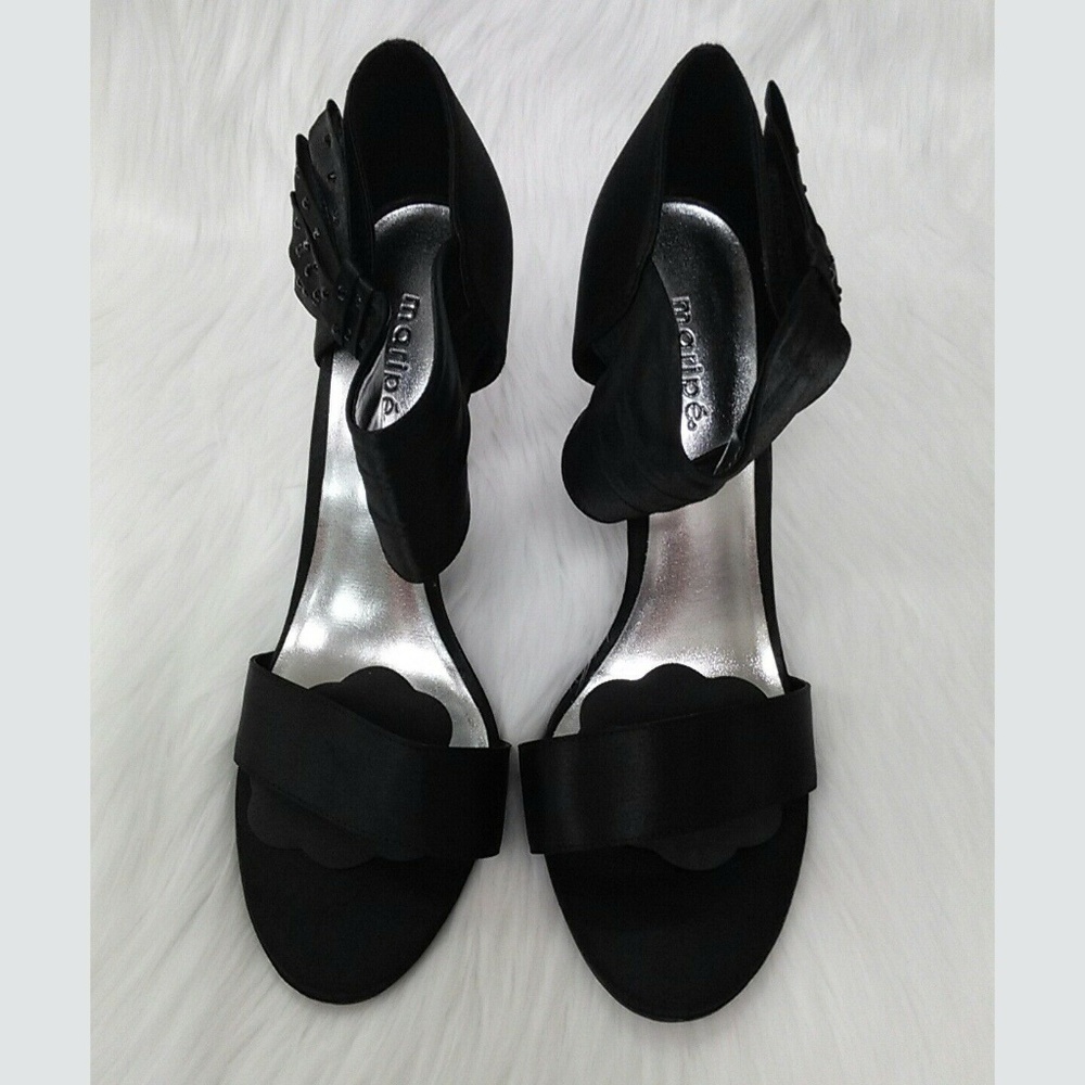 Maripe Heels Pumps Shoes Black Satin Jewel Dressy